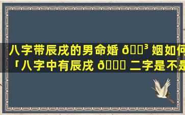 八字带辰戌的男命婚 🐳 姻如何「八字中有辰戌 🍁 二字是不是就没有贵人了」